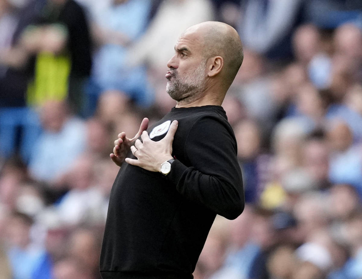 Pep Guardiola pictured during Manchester City's 5-0 win over Newcastle in May 2022
