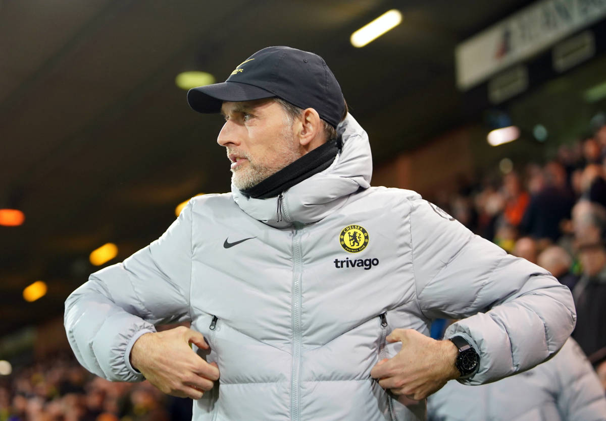 Thomas Tuchel pictured at Chelsea's game at Norwich City in March 2022
