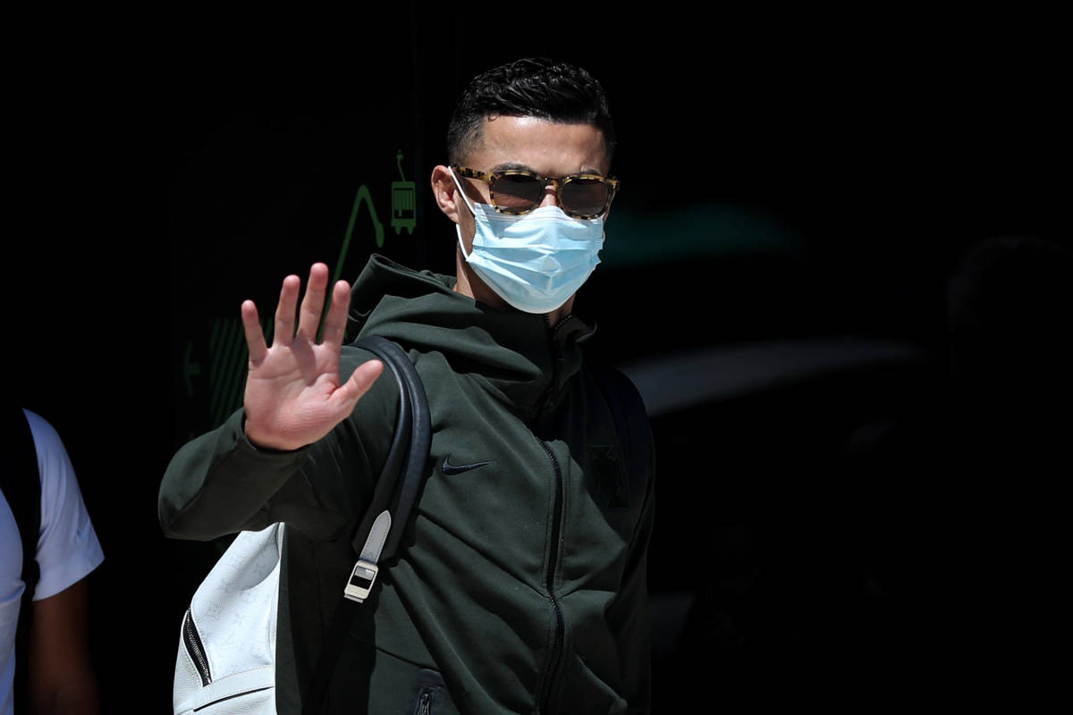 Cristiano Ronaldo pictured at Lisbon airport in June 2021