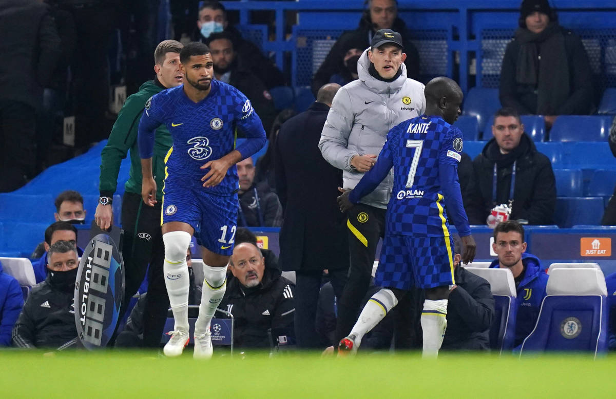Ruben Loftus-Cheek (left) and N'Golo Kante (no.7) pictured during Chelsea's 4-0 win over Juventus in November 2021