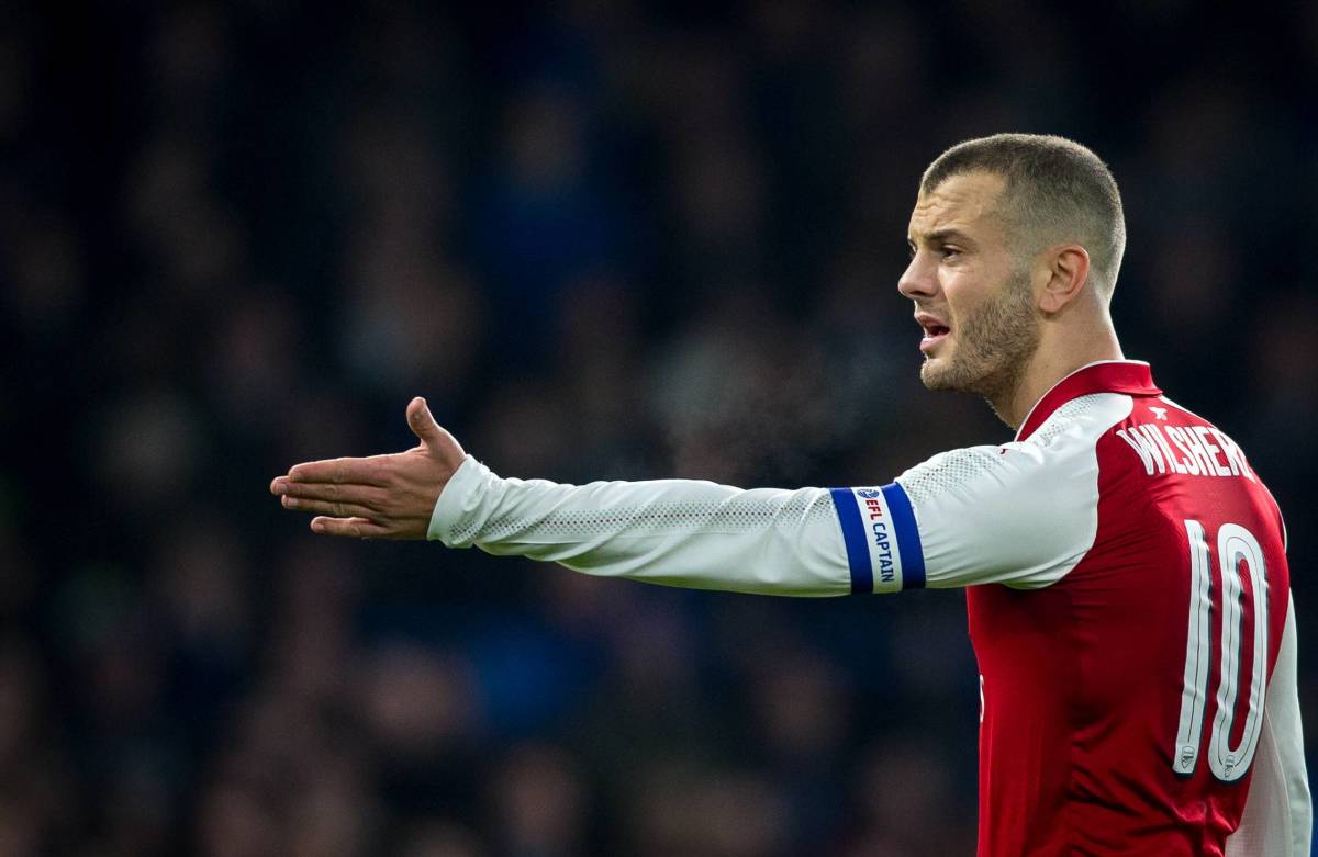 Jack Wilshere pictured wearing the Arsenal captain's armband in 2018