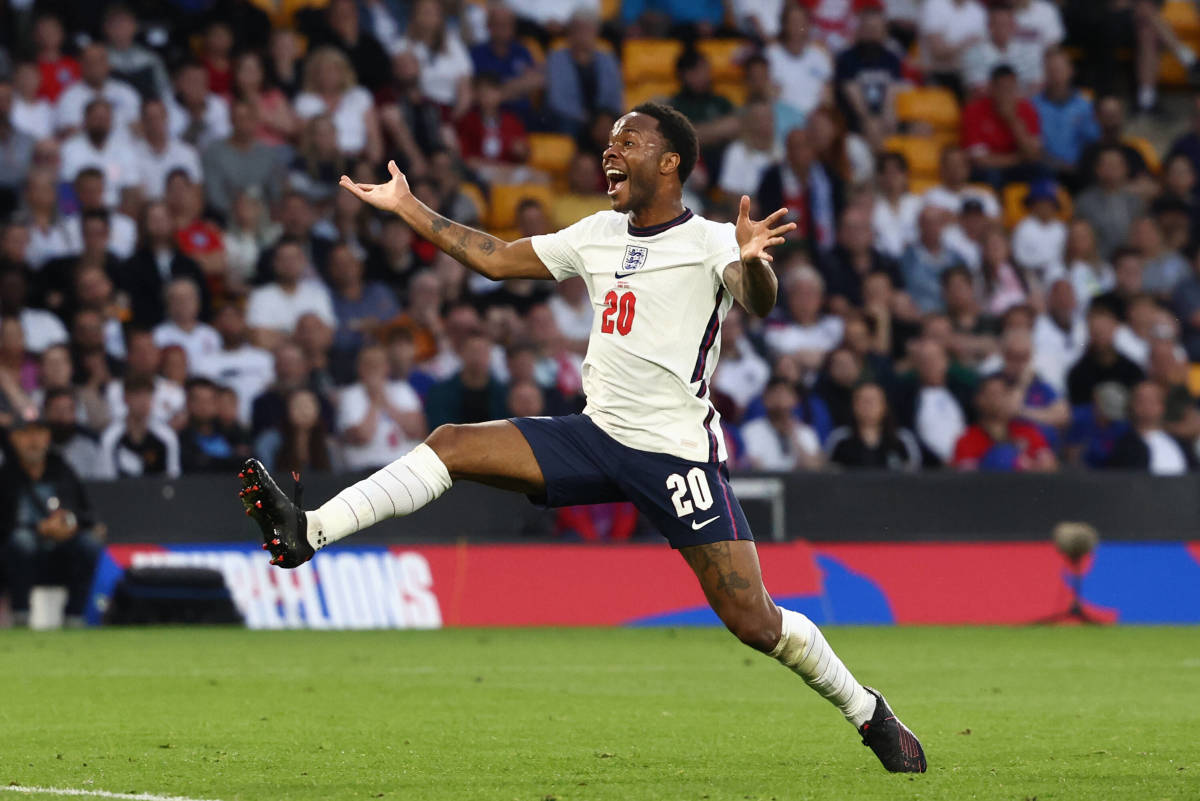 Raheem Sterling pictured in action for England against Hungary in June 2022