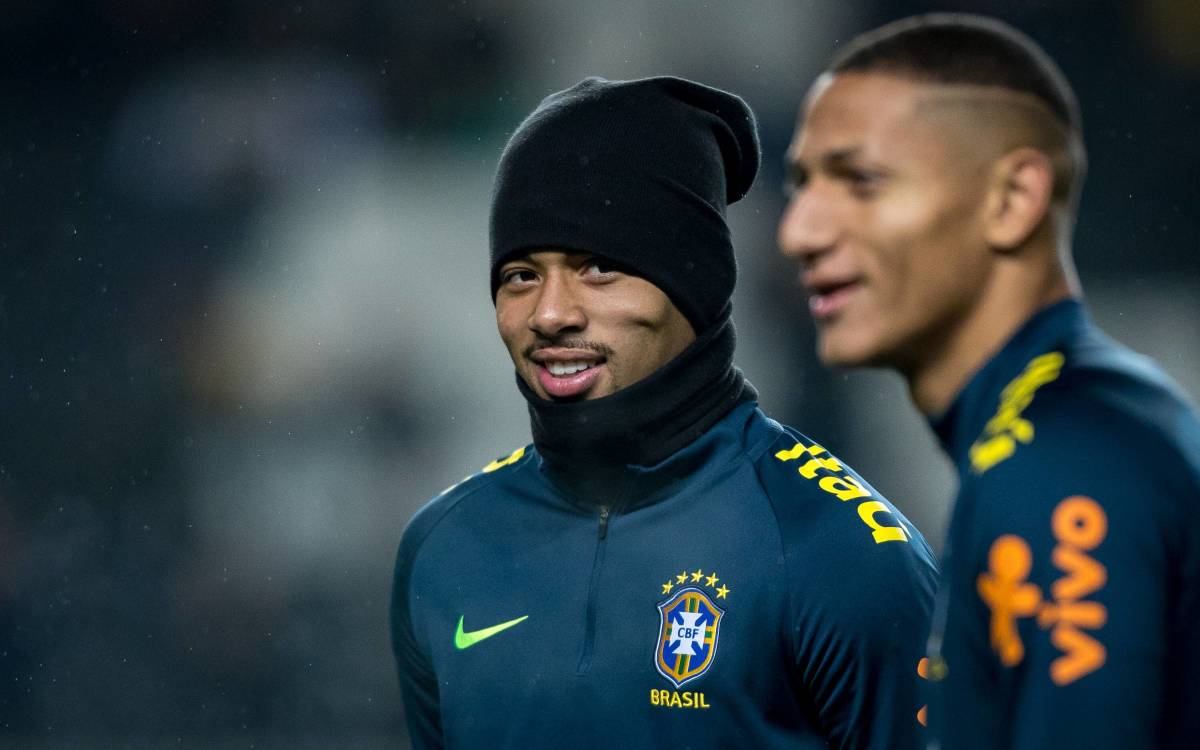 Gabriel Jesus and Brazil teammate Richarlison (right) pictured in 2018