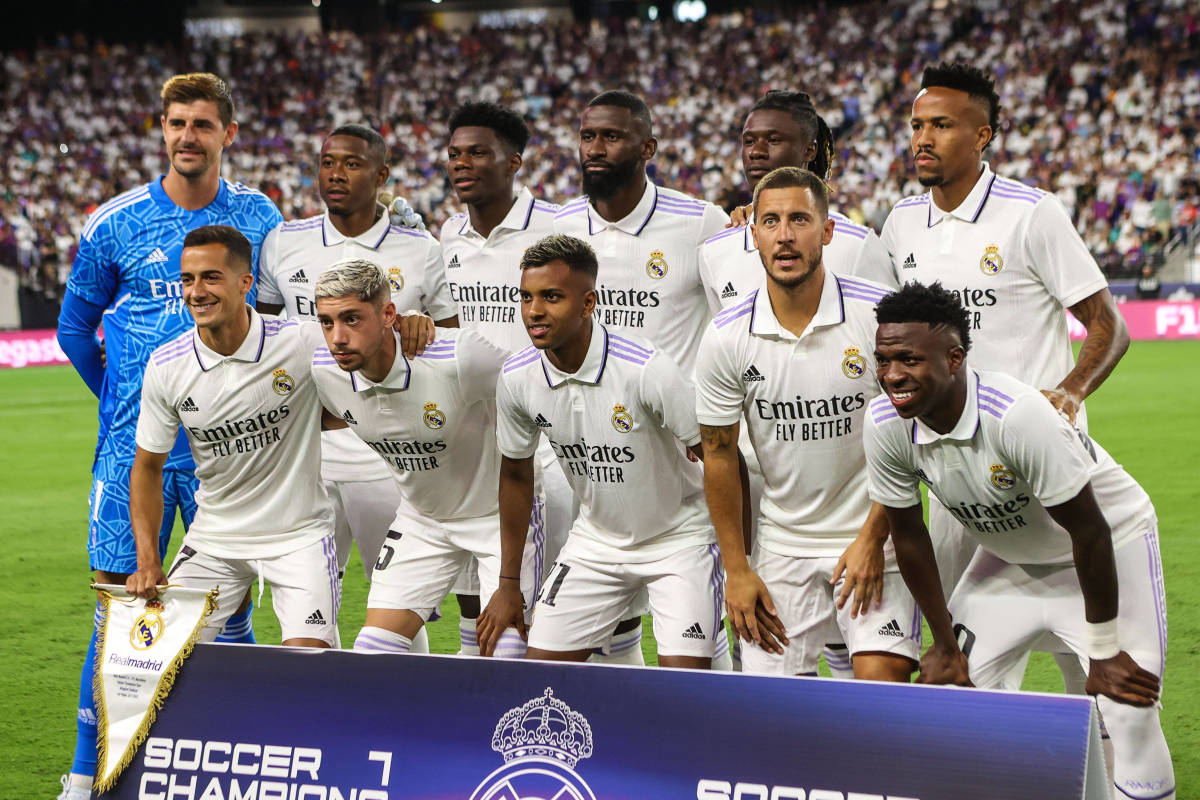 Real Madrid's starting XI pictured before their game against Barcelona in Las Vegas in July 2022