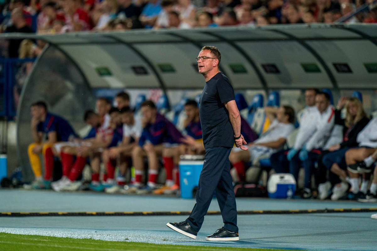 Ralf Rangnick pictured during his first game at Austria manager - a 3-0 win over Croatia in the UEFA Nations League in June 2022