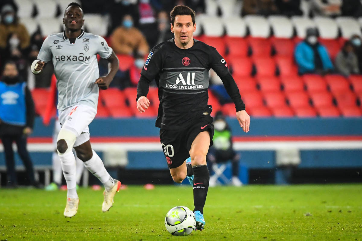 Lionel Messi pictured in action against Reims in January 2022 - his first game for PSG after testing positive for COVID