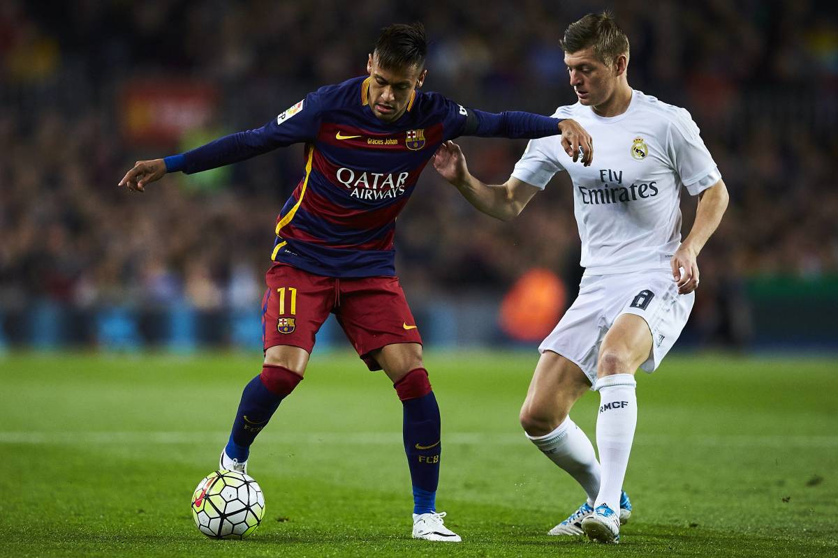Neymar pictured in action for Barcelona against Real Madrid in 2016