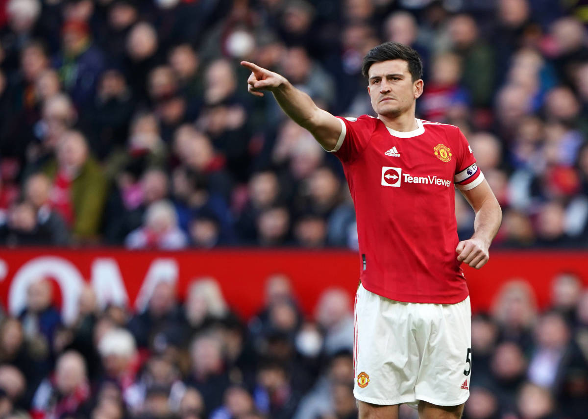 Manchester United captain Harry Maguire pictured during his side's Premier League game against Leicester in April 2022