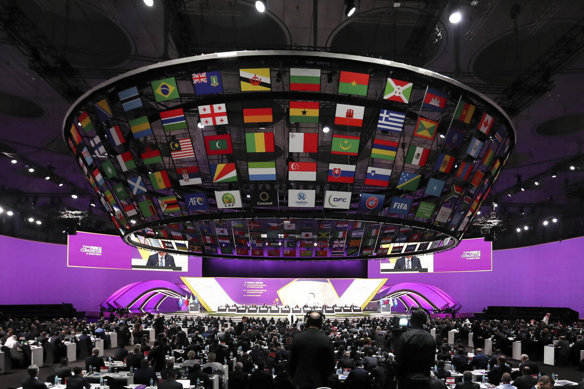 A general view from the 72nd FIFA congress in Doha in March 2022