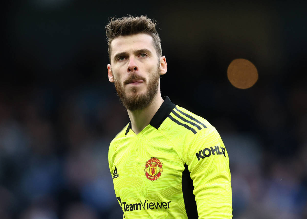 David de Gea pictured during Manchester United's 4-1 defeat by Manchester City in March 2022