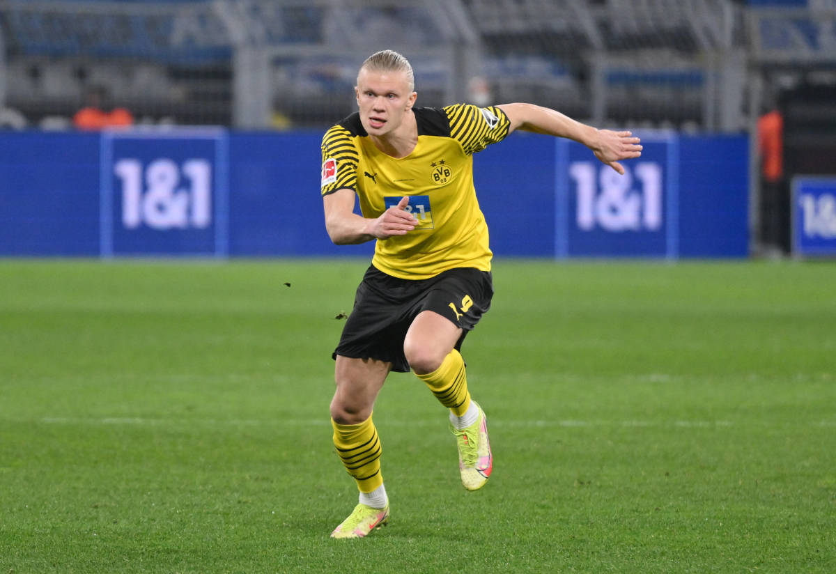 Erling Haaland pictured in action for Borussia Dortmund in March 2022