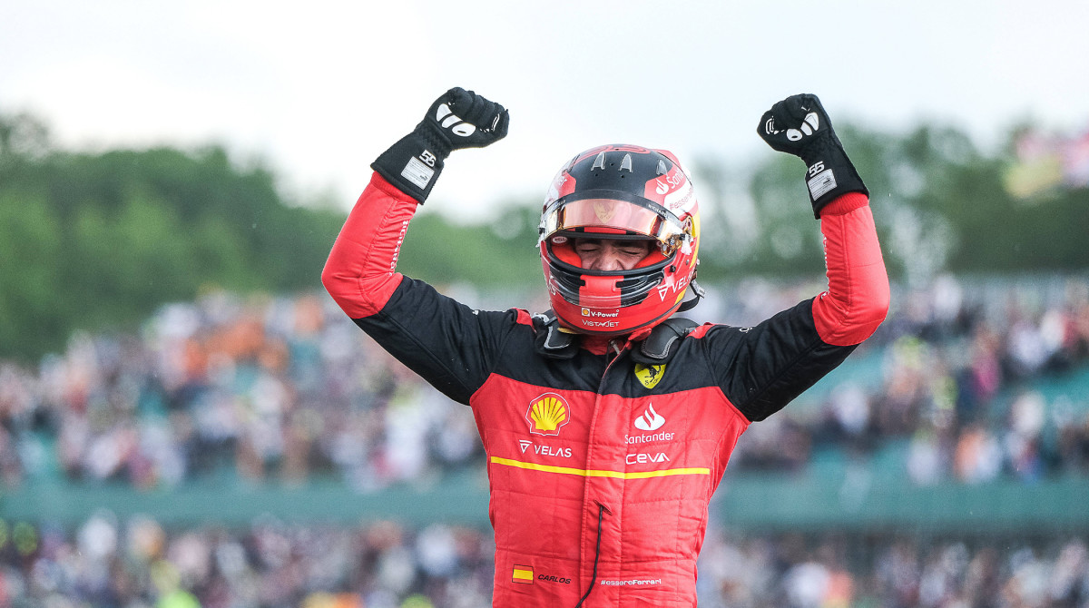 Carlos Sainz after winning the 2022 British Grand Prix