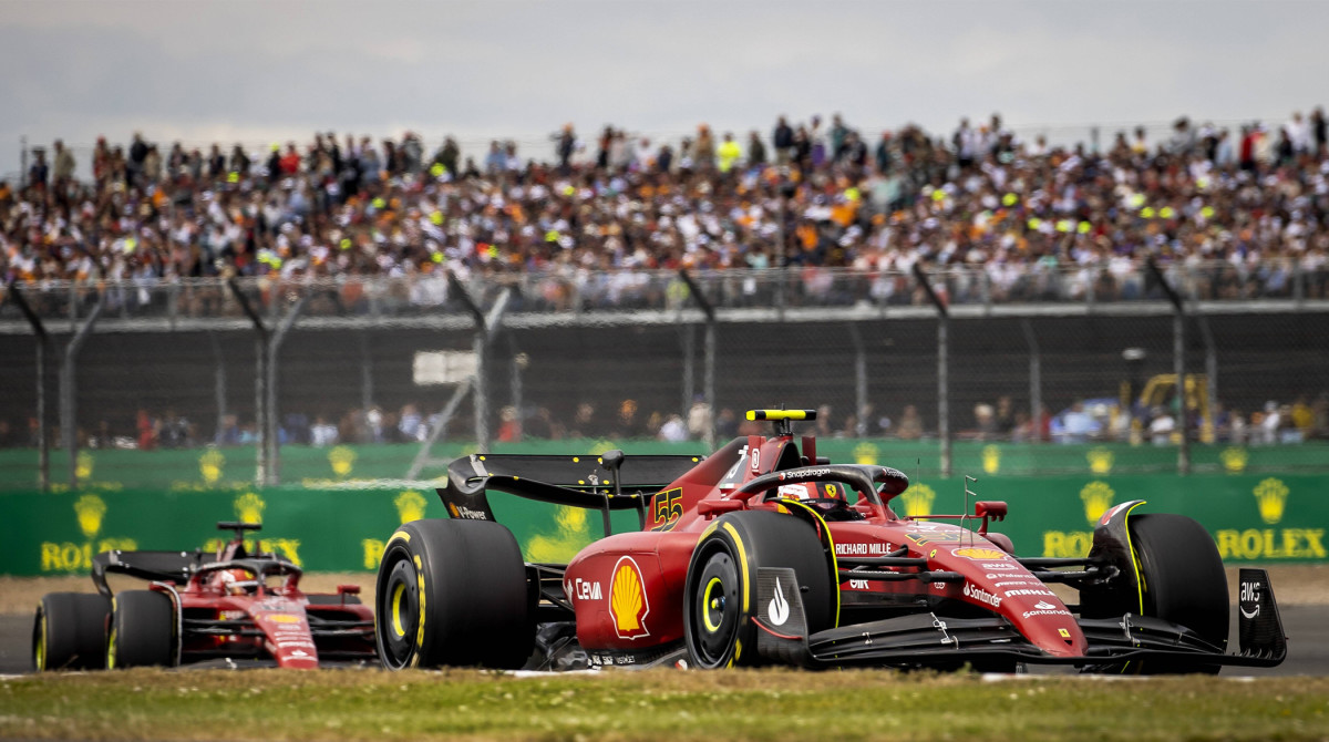 Carlos Sainz and Charles Leclerc at the British Grand Prix.