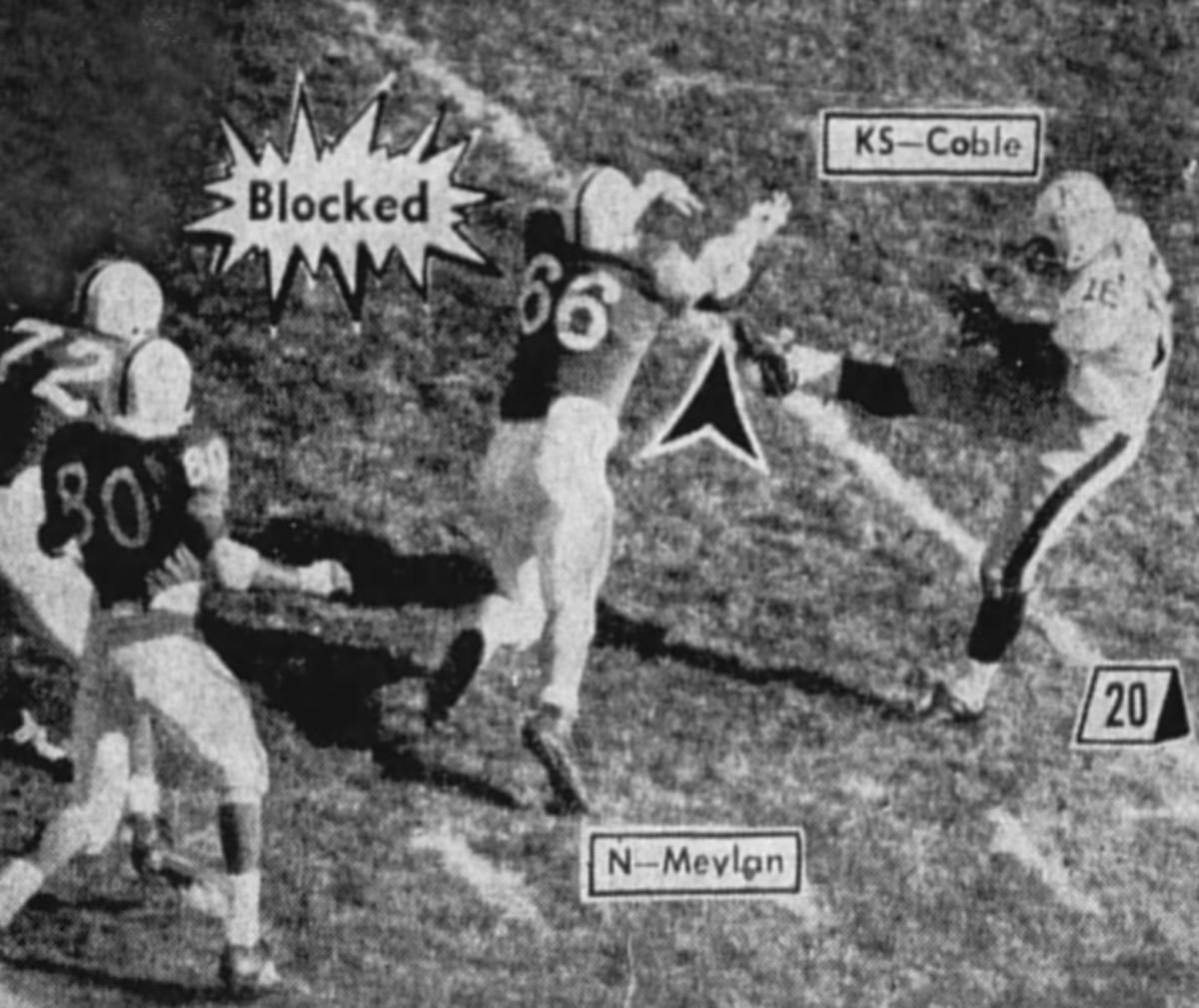 1966 Wayne Meylan punt block vs Kansas State football