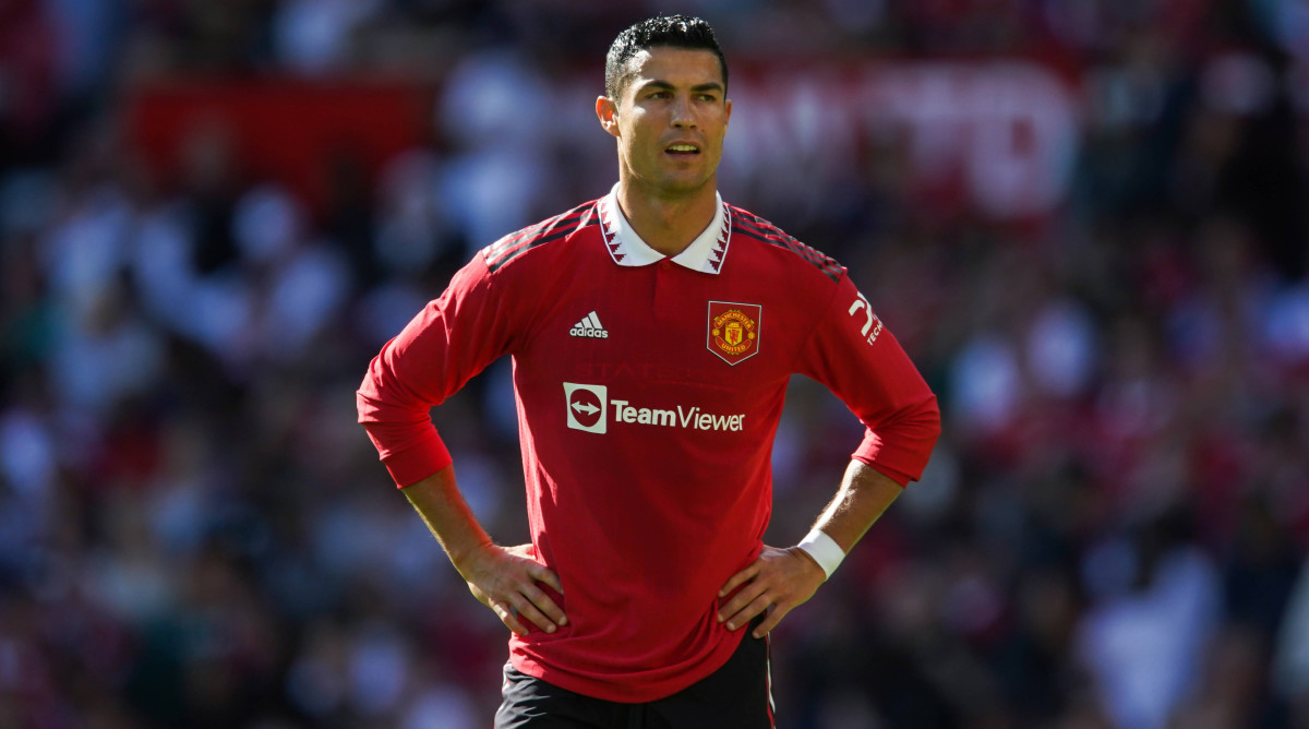 Cristiano Ronaldo playing in a friendly for Manchester United.