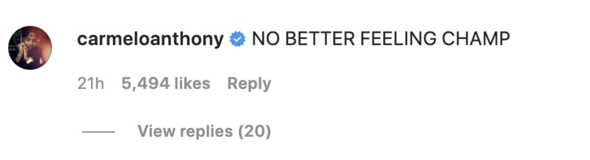Carmelo Anthony's Comment On LeBron James' Post 