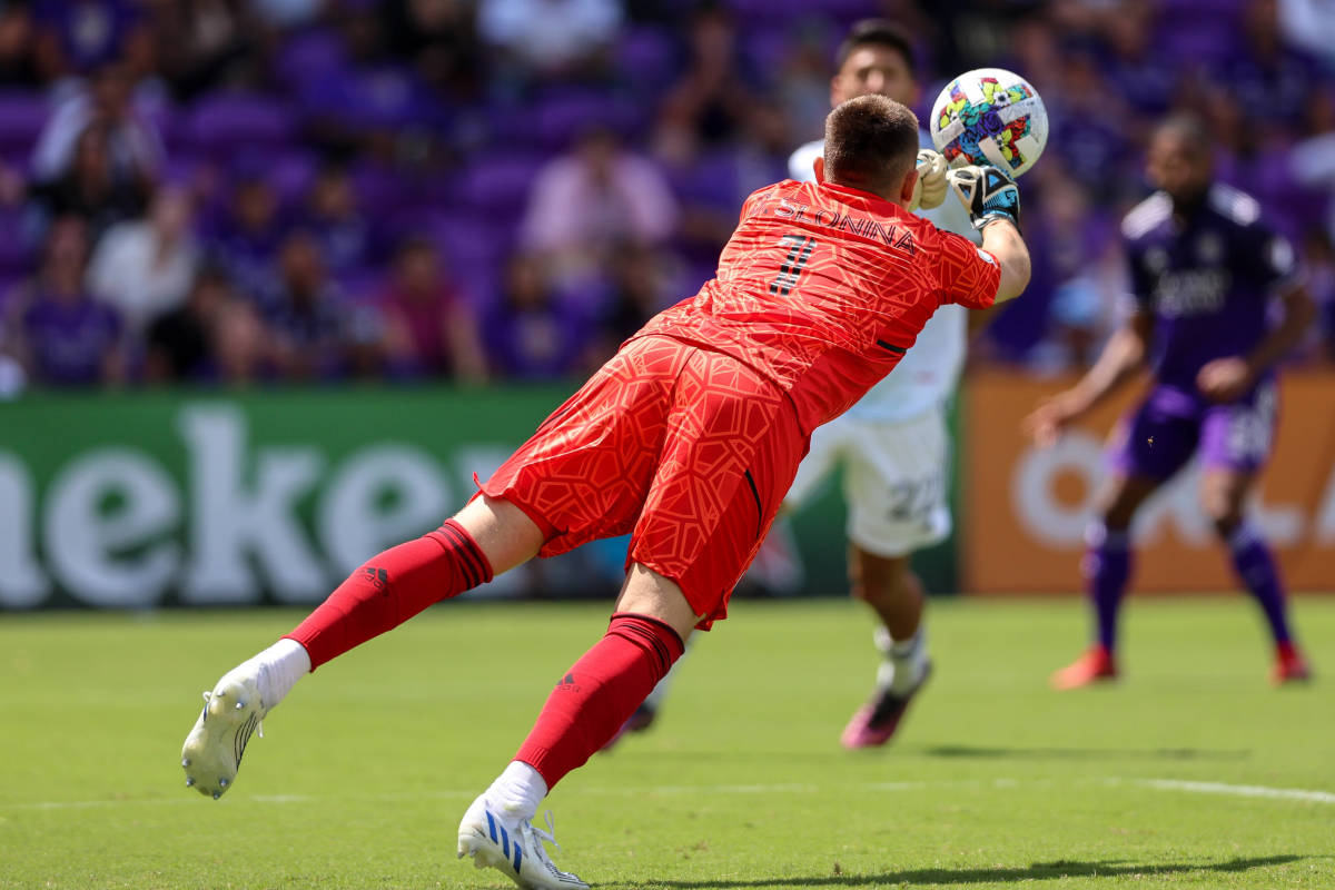 Goalkeeper Gabriel Slonina pictured in MLS action for Chicago Fire against Orlando City in April 2022
