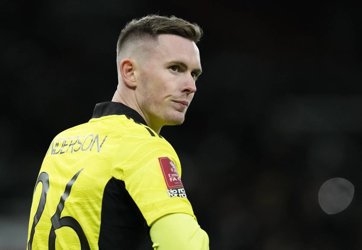 Dean Henderson pictured during Manchester United's FA Cup defeat by Middlesbrough in February 2022