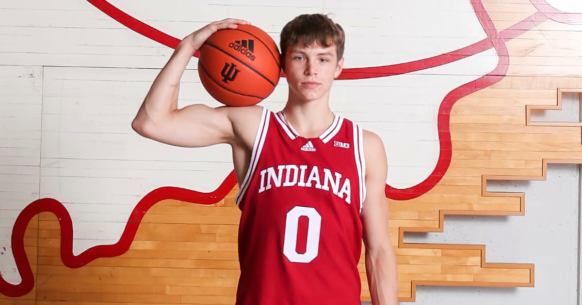 Gabe Cupps wears the cream and crimson during a visit to Indiana University.