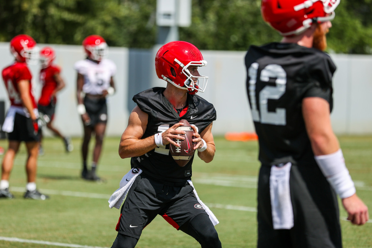 Stetson Bennett has been sharp in camp practices, commanding the offense and preparing for his final season in Athens.