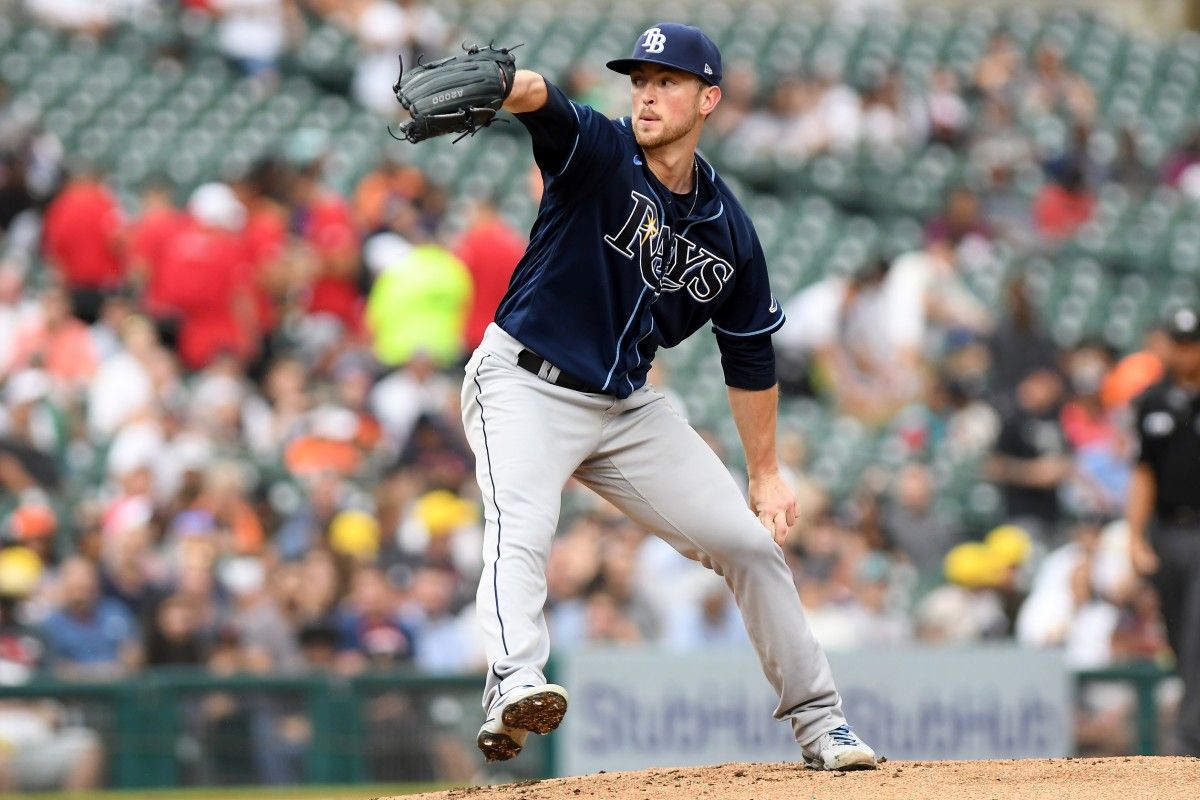 Tampa Bay Rays starting pitcher Jeffrey Springs (59) throws a pitch against the Detroit Tigers in the second inning at Comerica Park. (Lon Horwedel/USA TODAY Sports)