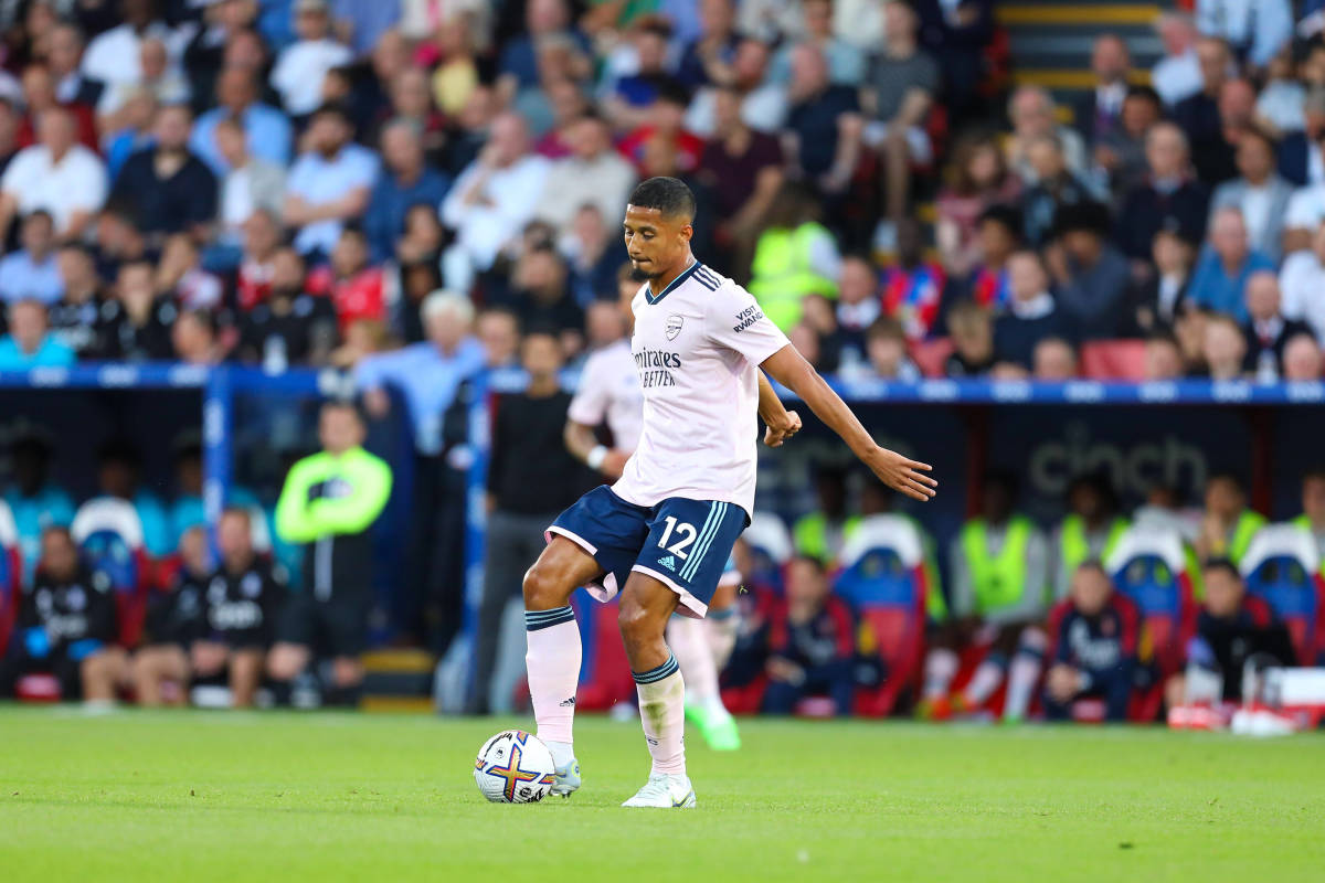 William Saliba pictured during his Premier League debut for Arsenal in a 2-0 win at Crystal Palace in August 2022
