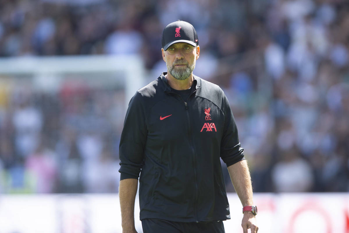 Liverpool manager Jurgen Klopp pictured during his side's 2-2 draw at Fulham in August 2022