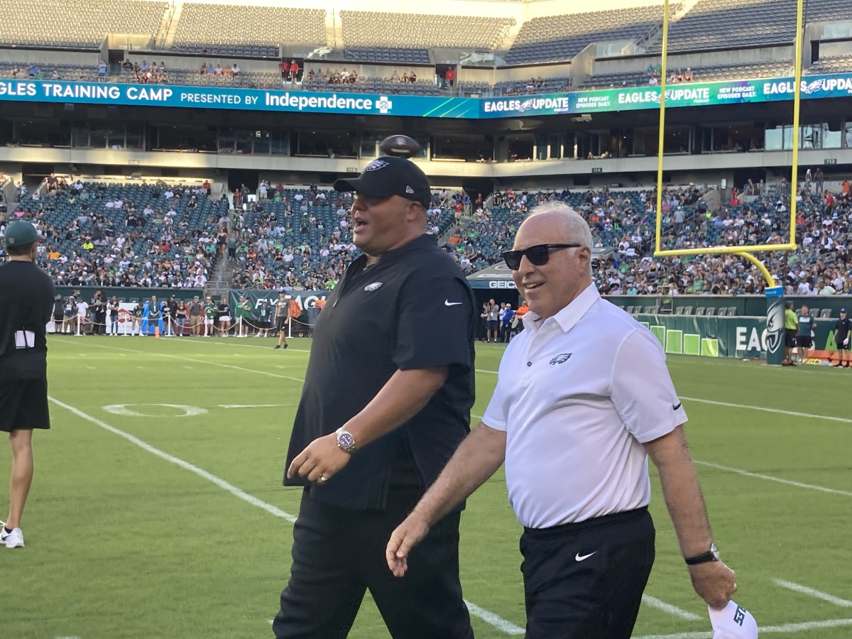 Jeffry Lurie at Sunday night's open practice at the Linc