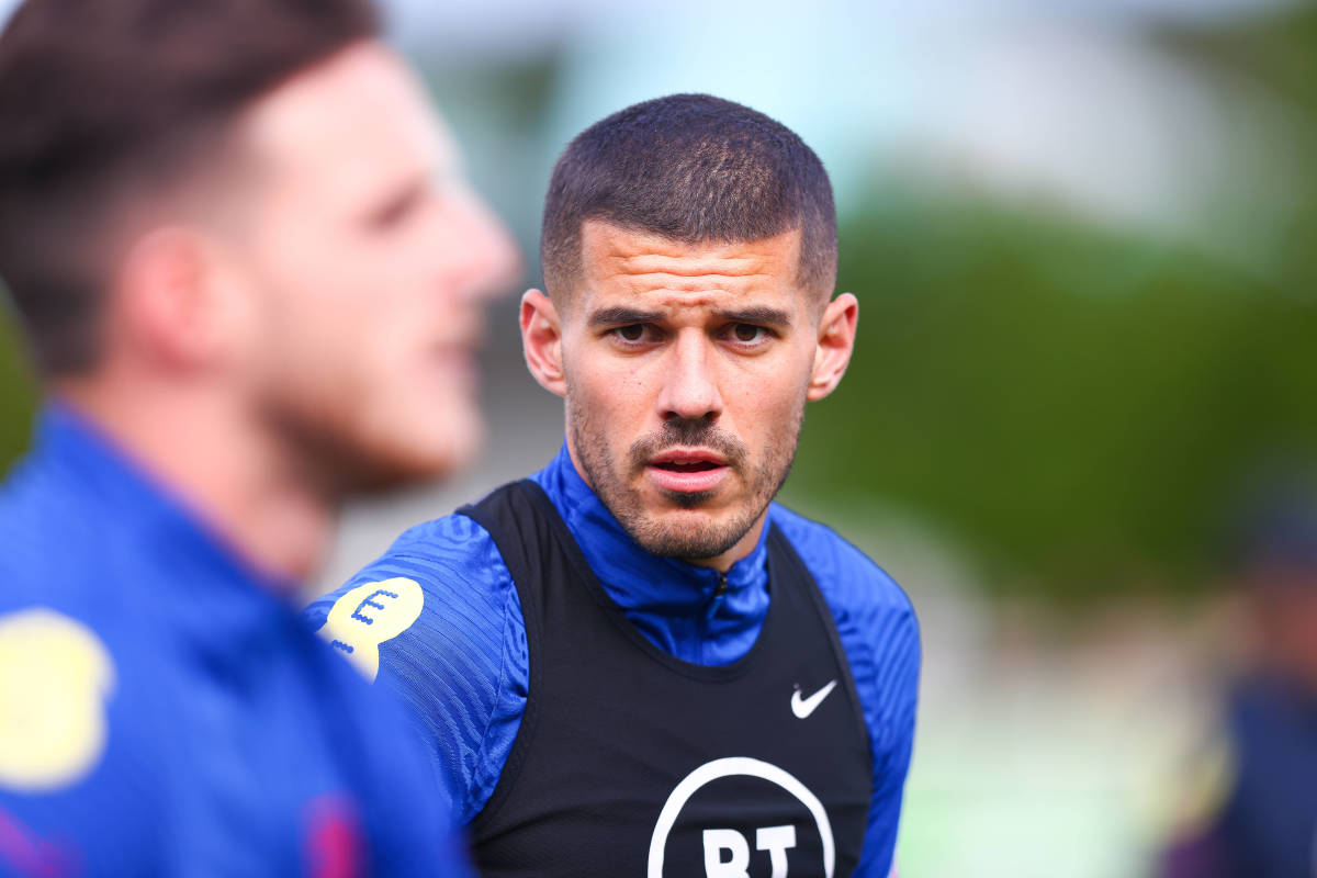 Conor Coady pictured during an England training session in May 2022