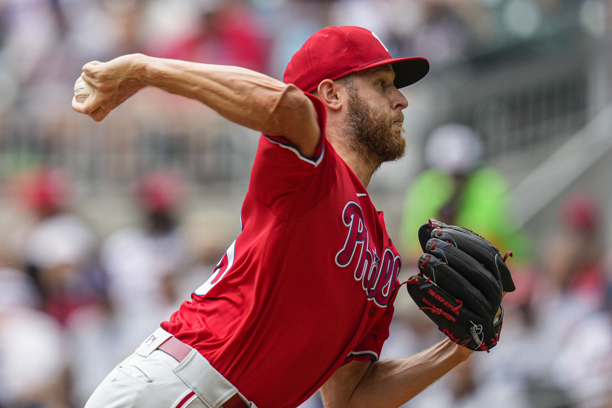 Wheeler delivers a pitch versus the Atlanta Braves.