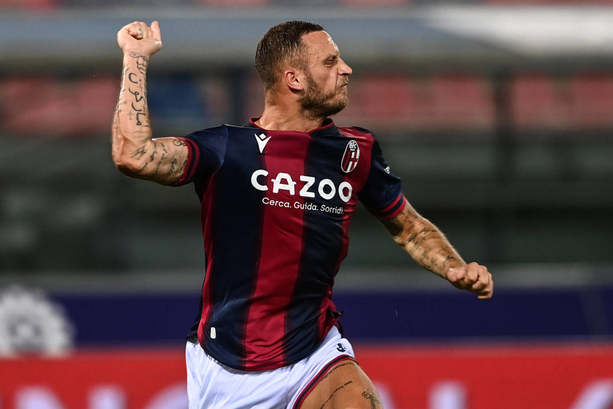Marko Arnautovic pictured playing for Bologna in August 2022