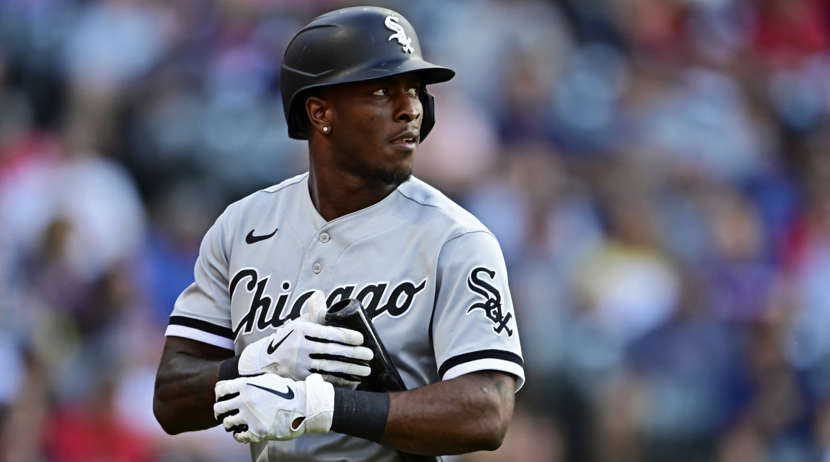 Chicago White Sox’s Tim Anderson walks to the dugout after striking out during the third inning of the team’s baseball game against the Cleveland Guardians, Wednesday, July 13, 2022, in Cleveland.