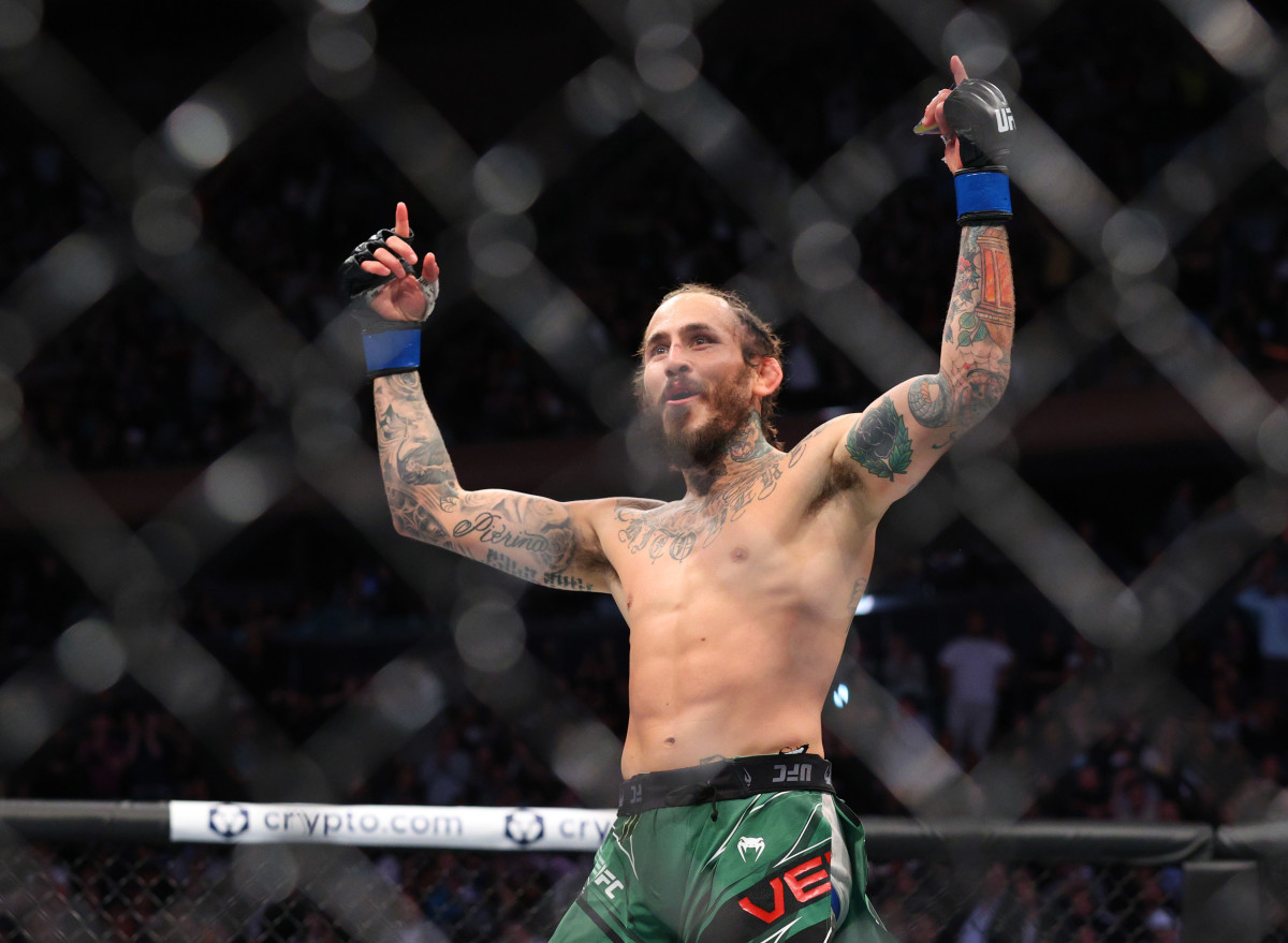 Marlon Vera celebrates after defeating Frankie Edgar during UFC 268 at Madison Square Garden.