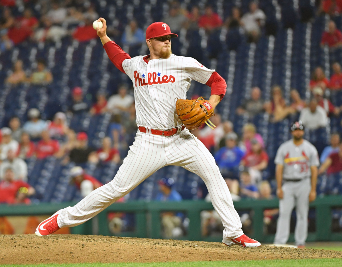 Phillies prospect bust Jake Thompson pitches at Citizens Bank Park in 2018.