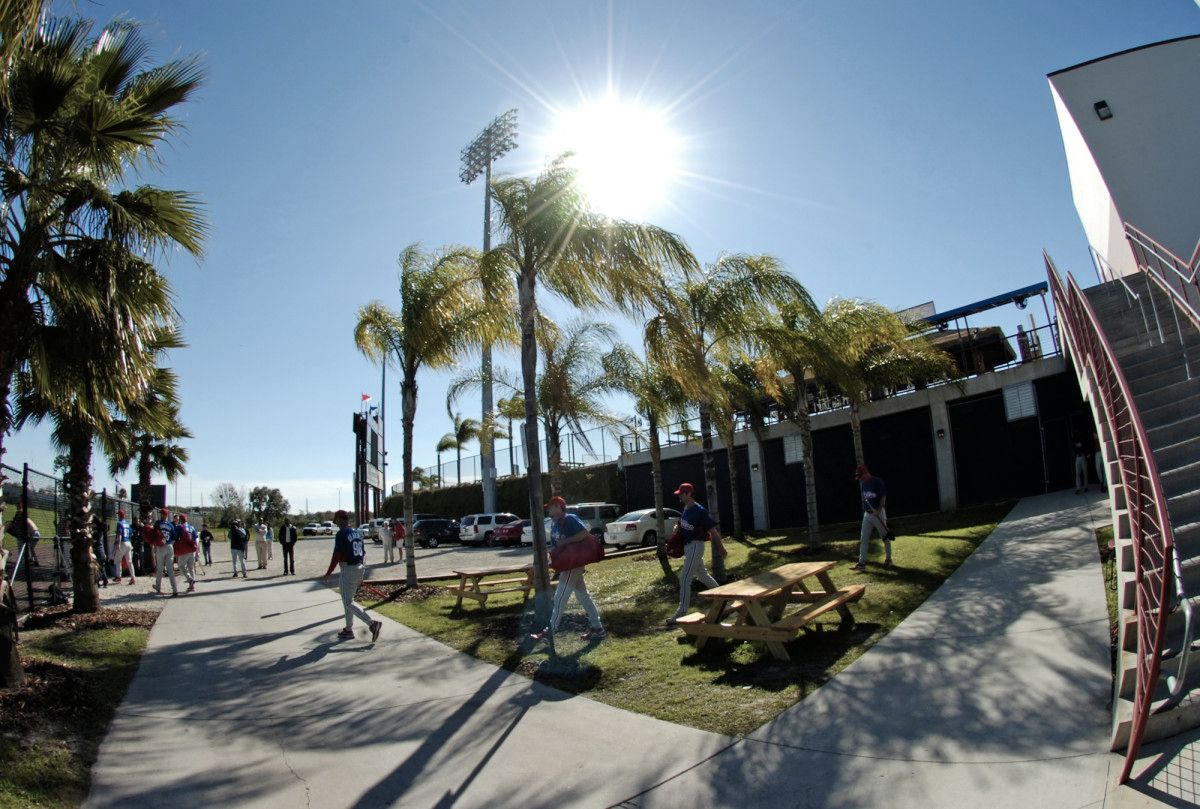 Phillies arriving for practice at the Clearwater complex.
