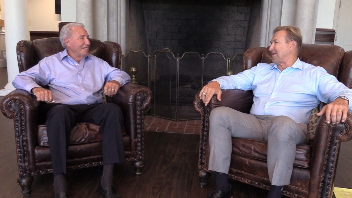Terry Tallen (right) with his former coach at Indiana, the great Lee Corso. (Photo by Becky Rigel)