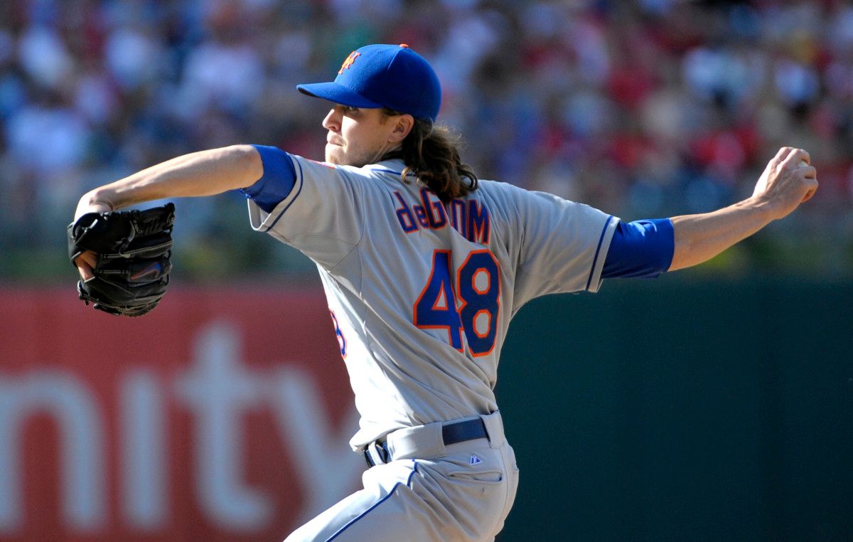 Jacob deGrom was sporting a slightly different look in his first career start against the Phillies.