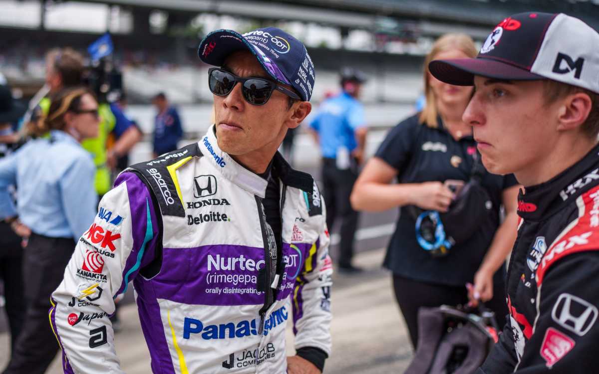 Dale Coyne Racing with Rick Ware Racing driver Takuma Sato (left) talks teammate and IndyCar rookie driver David Malukas during qualifying for the 106th running of the Indianapolis 500 at Indianapolis Motor Speedway. Photo: Mykal McEldowney/IndyStar / USA TODAY NETWORK