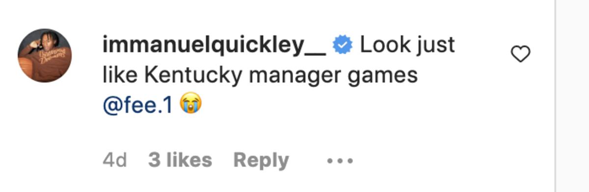 Immanuel Quickley's Comment 