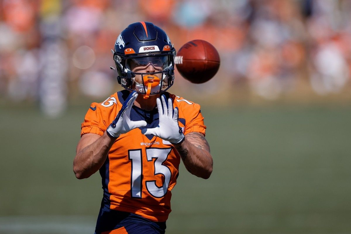 Denver Broncos wide receiver Kaden Davis (13) during training camp at the UCHealth Training Center.