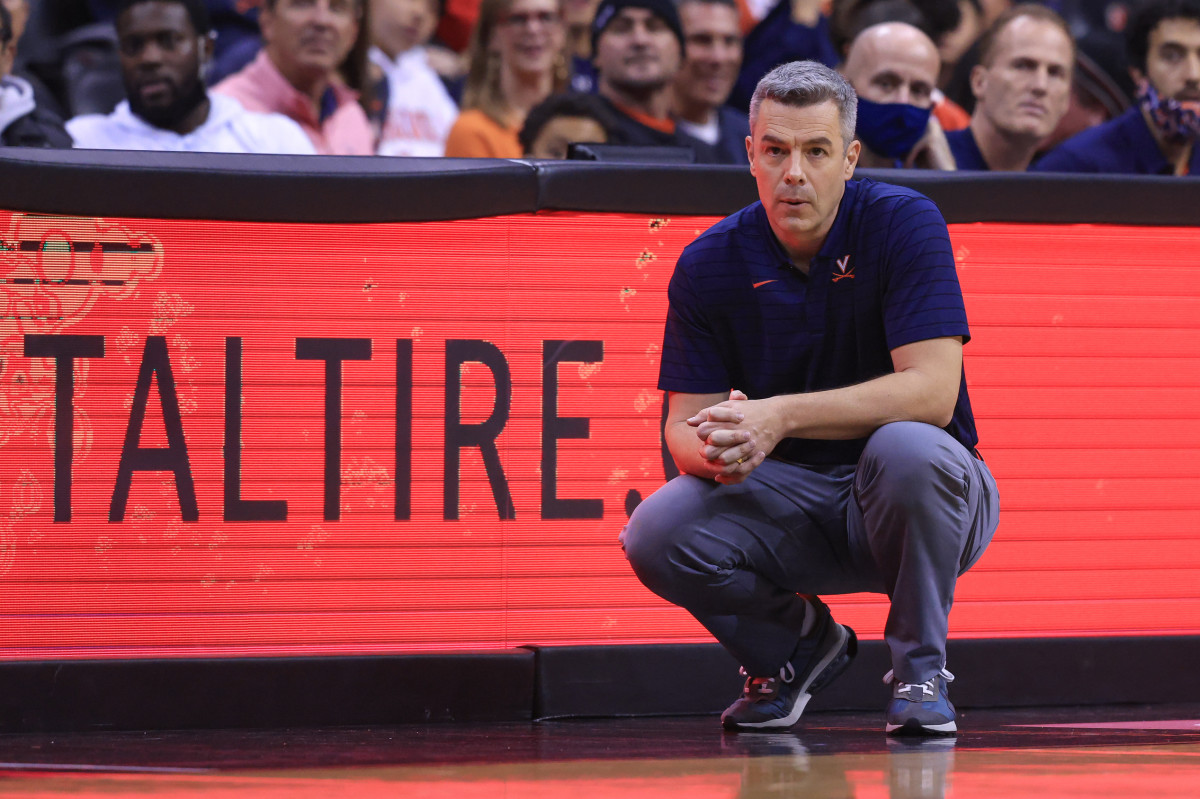 Virginia Cavaliers head coach Tony Bennett looks on against the Georgia Bulldogs during the first half at Prudential Center