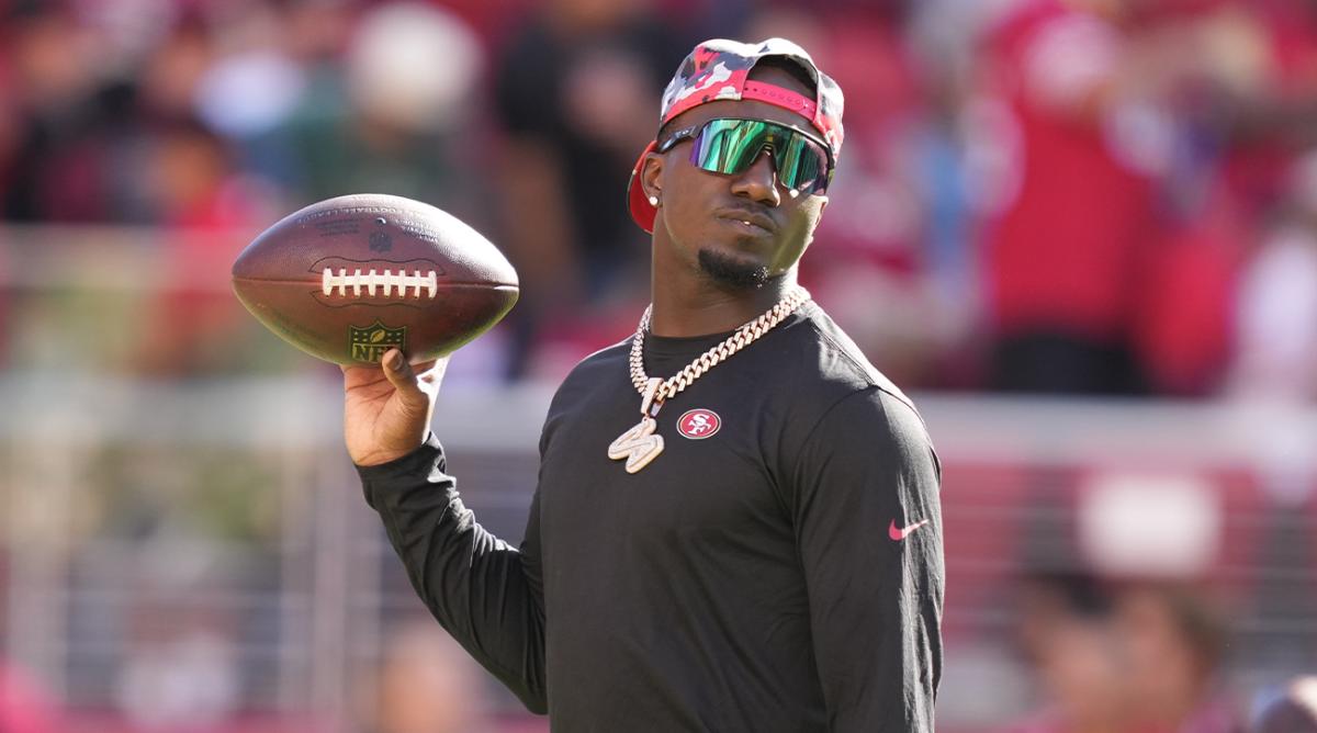 August 12, 2022; Santa Clara, California, USA; San Francisco 49ers wide receiver Deebo Samuel (19) before the game against the Green Bay Packers at Levi’s Stadium.