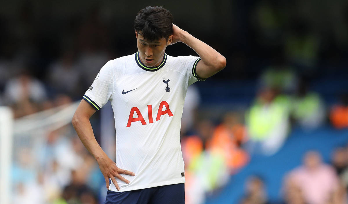 Tottenham forward Son Heung-min pictured during his side's 2-2 draw with Chelsea at Stamford Bridge in August 2022