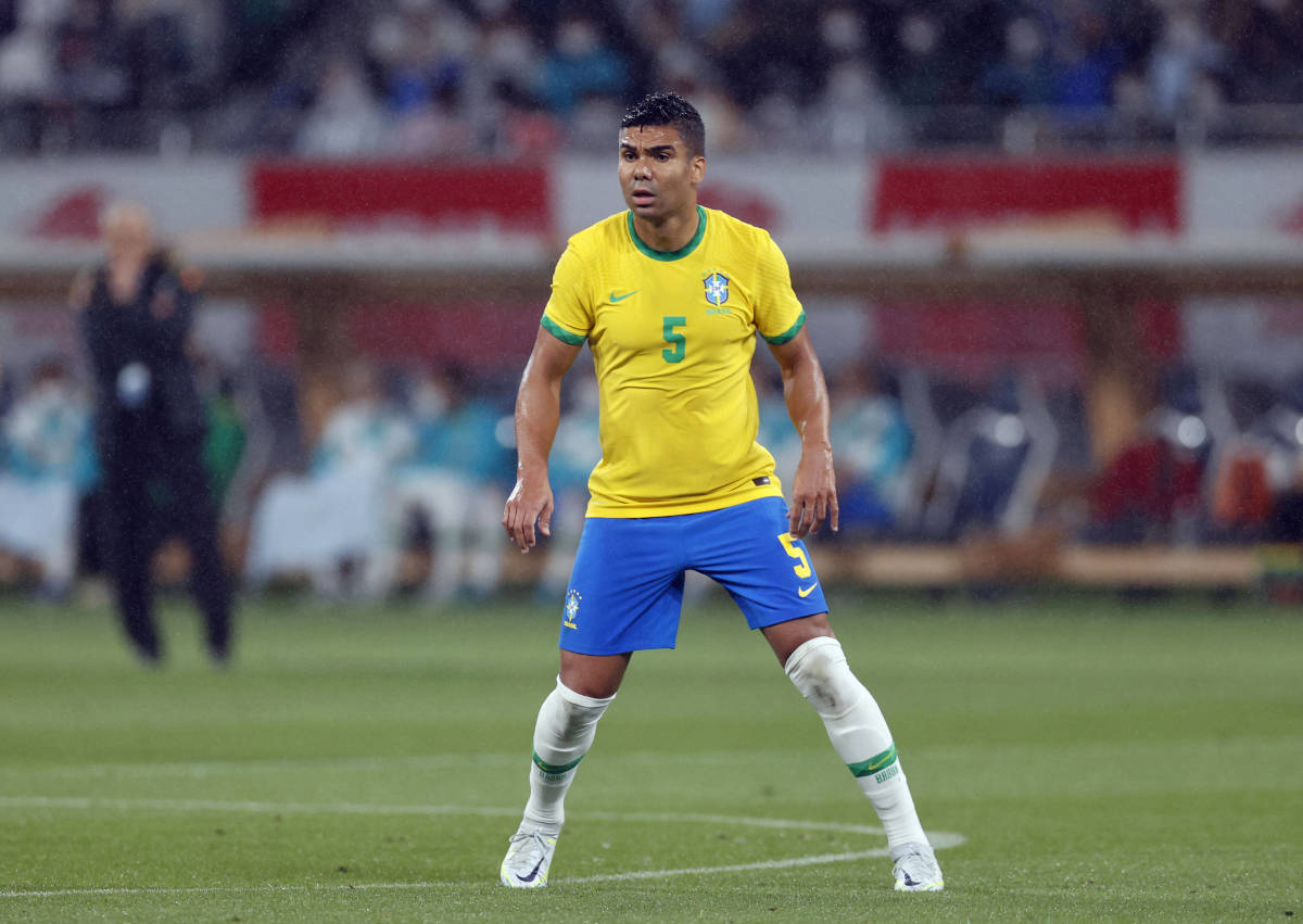 Casemiro pictured playing for Brazil in June 2022