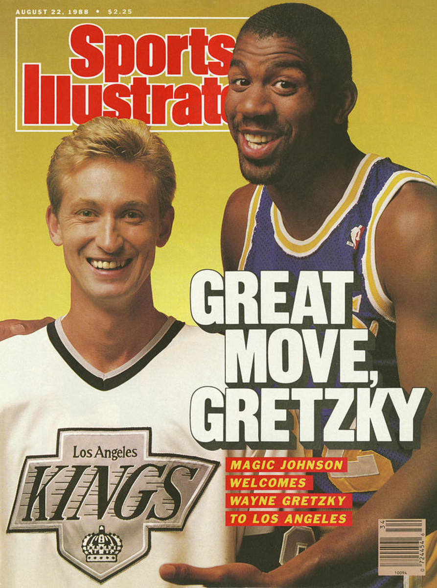 Sports Illustrated cover featuring Wayne Gretzky and Magic Johnson