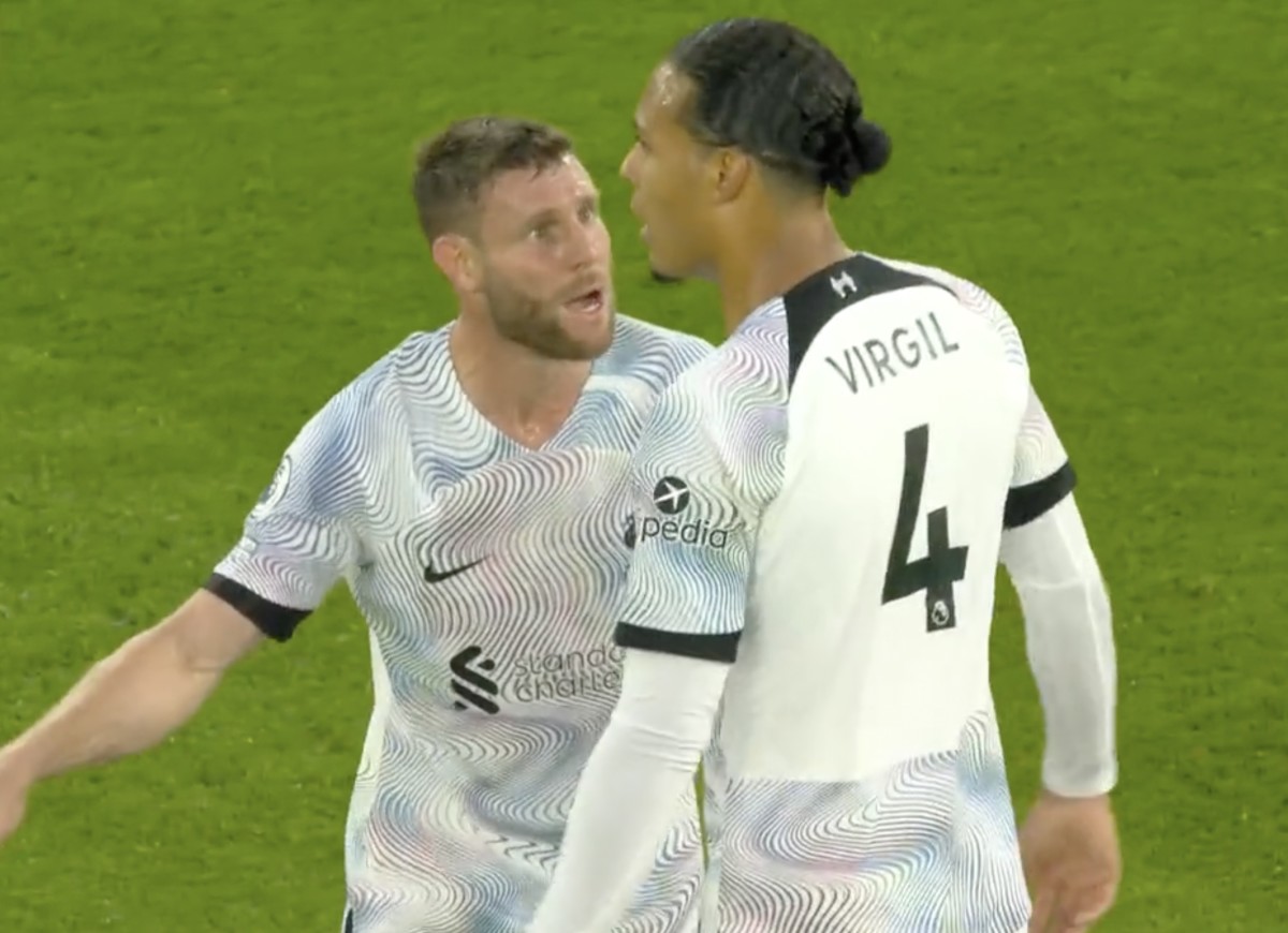 James Milner (left) pictured shouting at Virgil van Dijk during Liverpool's 2-1 loss to Manchester United in August 2022