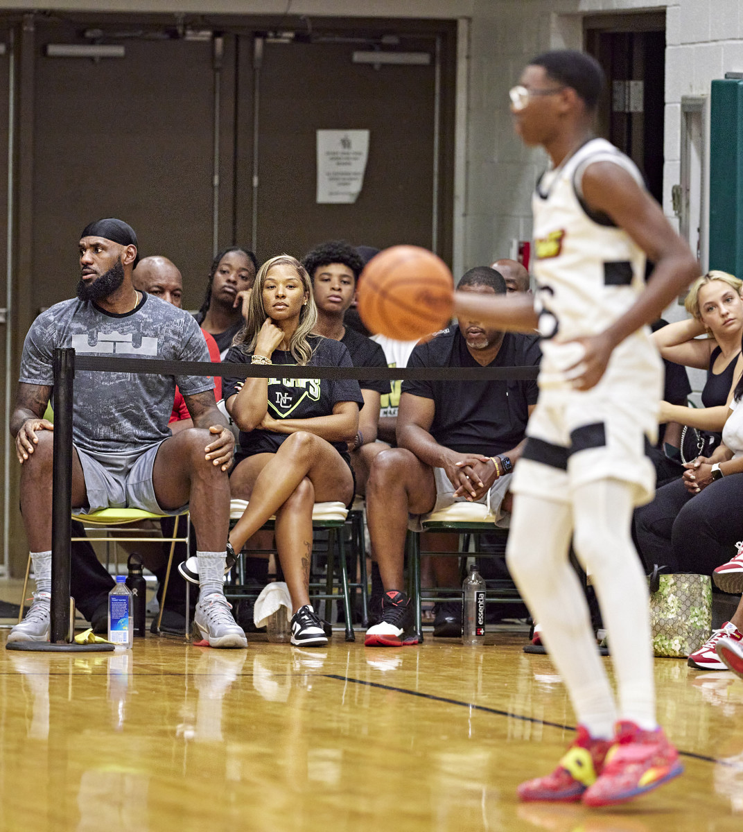 Bryce, like his siblings, knows the rare pressures of being raised by parents as well known as LeBron and Savannah (center, in Akron).