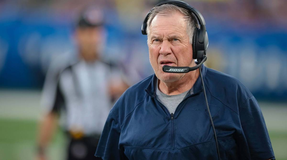 Patriots head coach Bill Belichick on the sidelines during a preseason game.