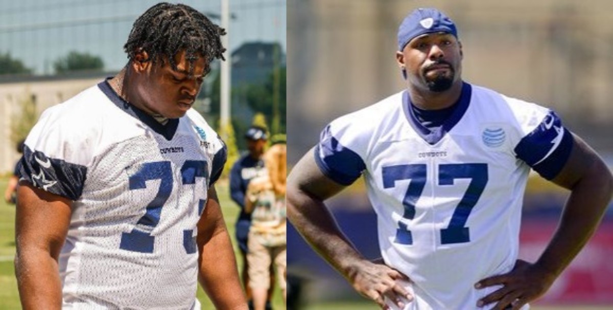 Tyler (L) and Tyron (R) Smith at Cowboys practice.