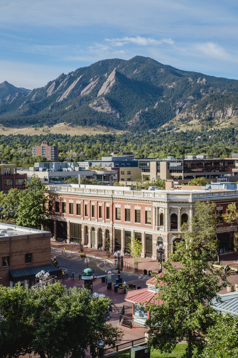 Downtown Boulder with Flatirons